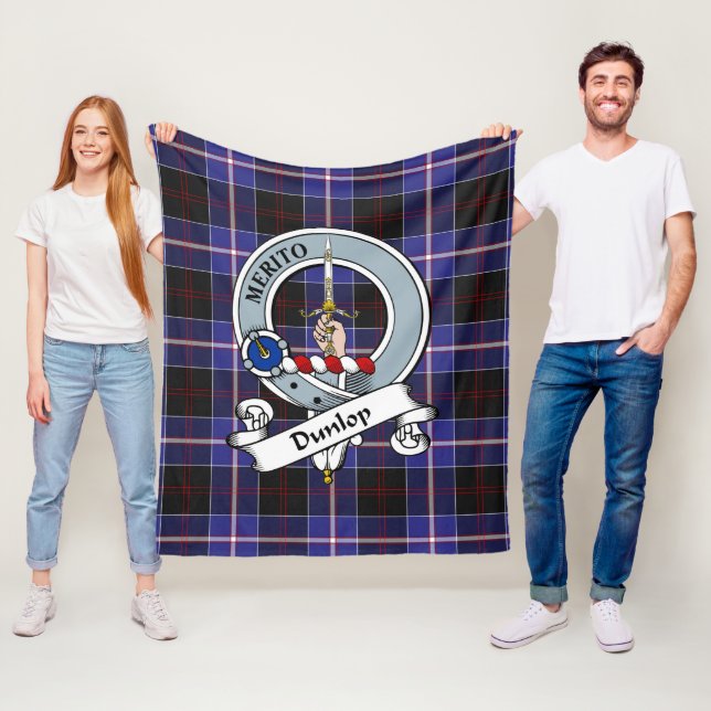 Dunlop Modern Clan Badge Tartan Plaid Fleece Blanket (In Situ)