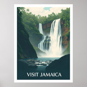 Dunn’s River Falls, Jamaica vintage illustration Poster