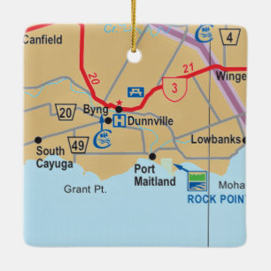 Dunnville Ontario Map Ceramic Ornament