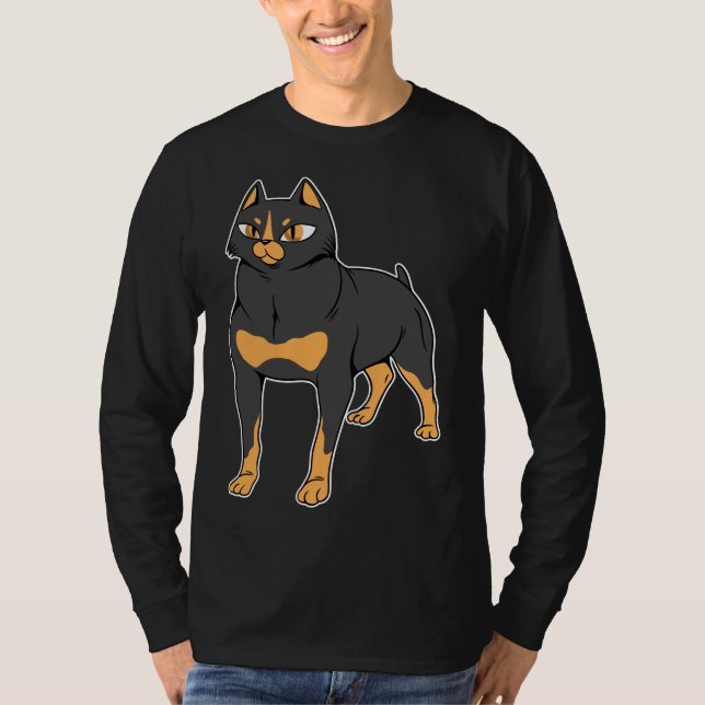 Dunny Rottweiler Dog And Cat Fusion T-Shirt (Front)
