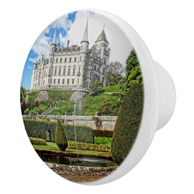 Dunrobin castle architecture photo ceramic knob (Right)
