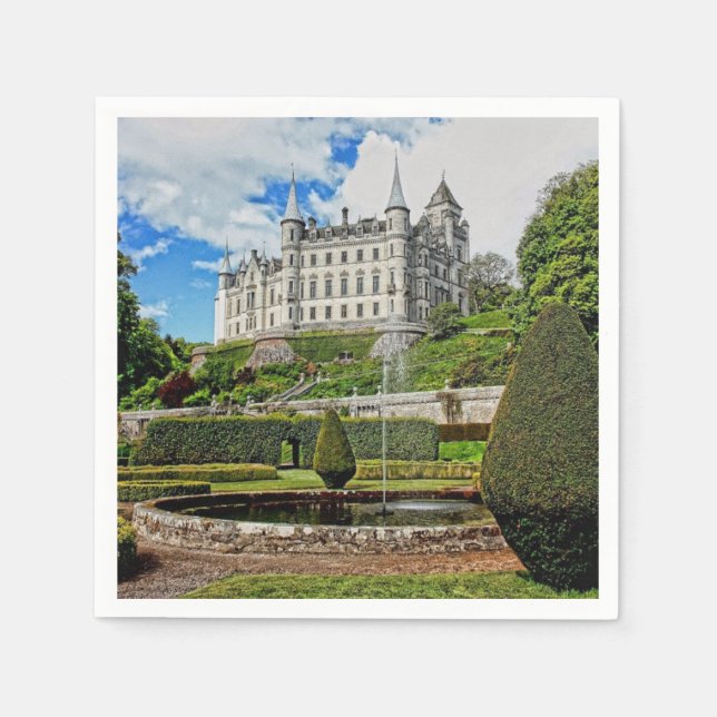 Dunrobin castle architecture photo napkin (Front)