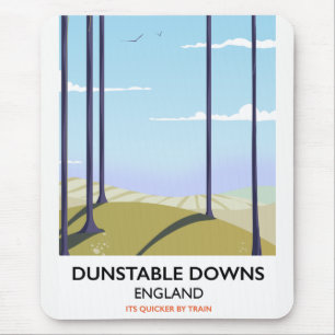 dunstable downs vintage style travel poster mouse pad