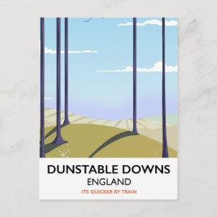 dunstable downs vintage style travel poster postcard