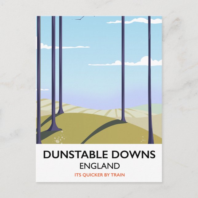 dunstable downs vintage style travel poster postcard (Front)