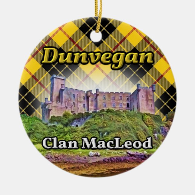 Dunvegan Castle Clan MacLeod Tartan Scotland Ceramic Tree Decoration (Front)