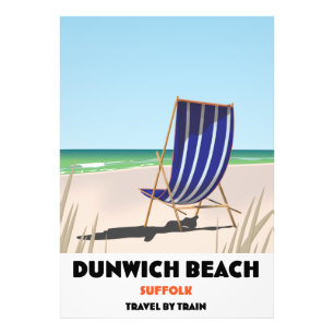 Dunwch Beach Suffolk vintage train poster