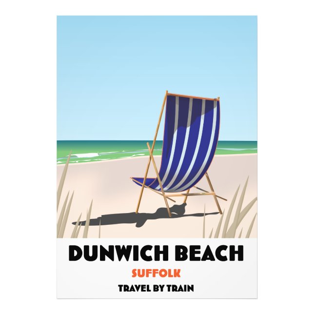 Dunwch Beach Suffolk vintage train poster (Front)