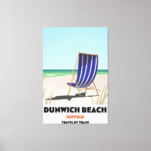 Dunwch Beach Suffolk vintage train poster Canvas Print