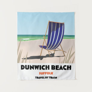 Dunwch Beach Suffolk vintage train poster Tapestry