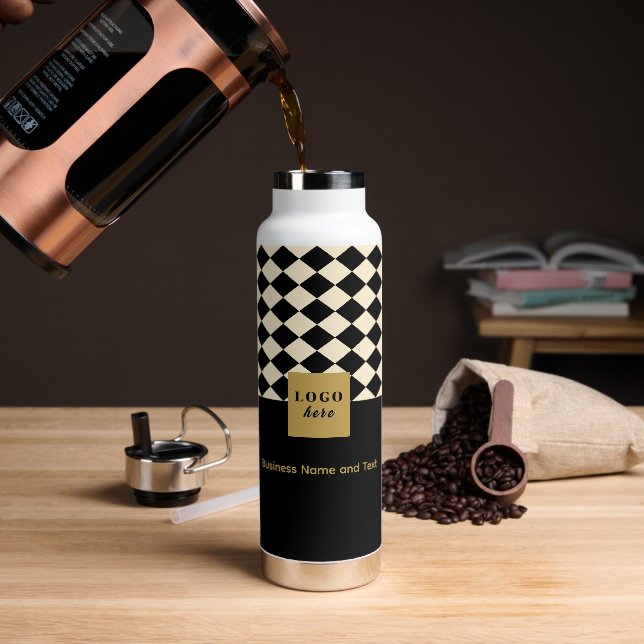 Duo black & cream - Business Logo Water Bottle (Coffee)