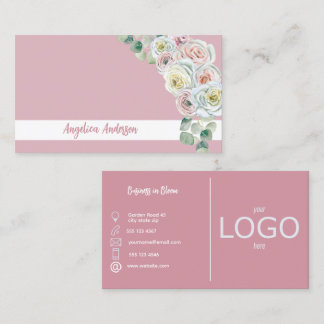 Duo Blush Bloom Floral watercolor Company Logo Business Card