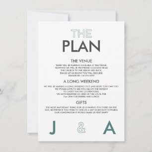 Duo Colour Minimal Wedding Details Invitation