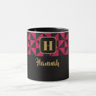 Duo Geo Black & Pink Custom Names Mug