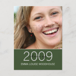 "Duo" Hunter Green Graduation Invitation Postcard