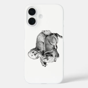 Duo in Stillness – Black & White Dog Art iPhone 16 Case