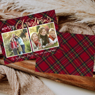 Duo Tartan Christmas Plaid Photo Card