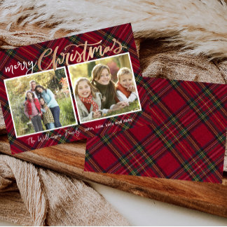 Duo Tartan Christmas Plaid Photo Card