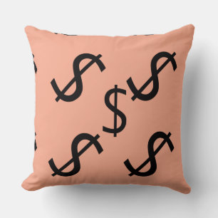 Duo Tone Dollar $ign Peach Pale Green  Cushion