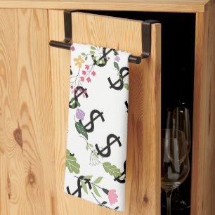 Duo Tone Dollar $ign White Floral Tea Towel