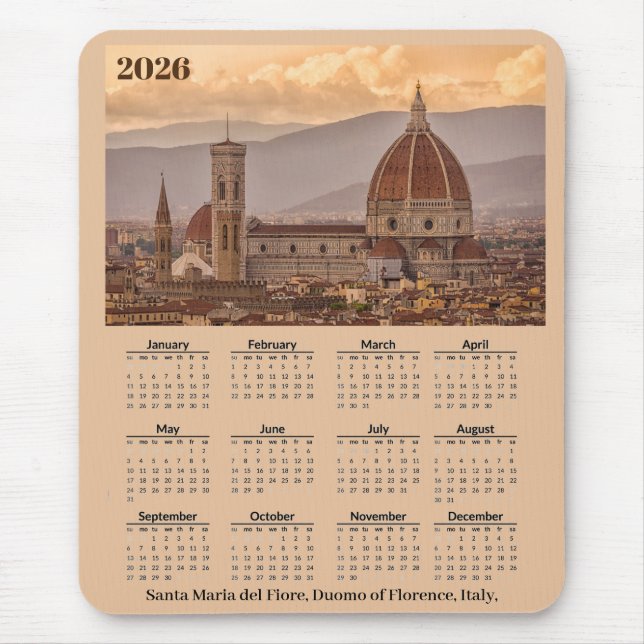 Duomo Florence Italy 2026 Calendar Mousepad (Front)