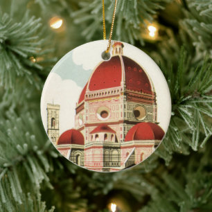 Duomo in Firenze Florence Italy Vintage Travel Art Ceramic Tree Decoration