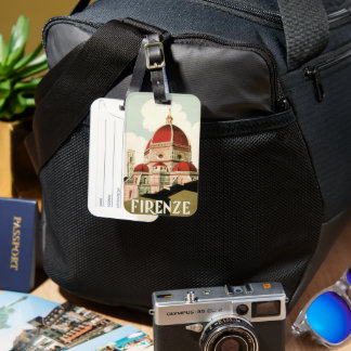 Duomo in Firenze Florence Italy Vintage Travel Art Luggage Tag