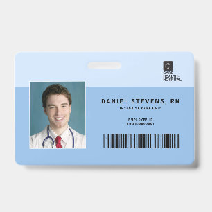 Duotone Medical Staff ID + Barcode Horizontal Badge