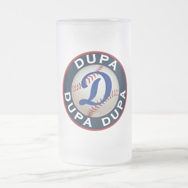 Dupa Baseball logo Frosted Glass Beer Mug (Center)
