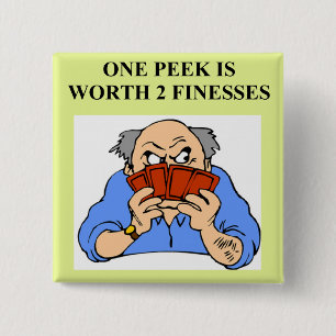 duplicate bridge game player 15 cm square badge