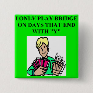 duplicate bridge game player 15 cm square badge