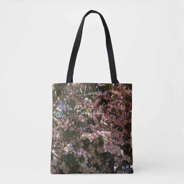 Durable Customisable Pink Floral Purse/ Tote Bag (Front)