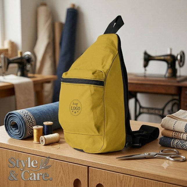 Durable M Gold Cut Sew Sling Bag with Logo Print (Durable Metallic Gold Cut Sew Sling Bag with Logo Print)