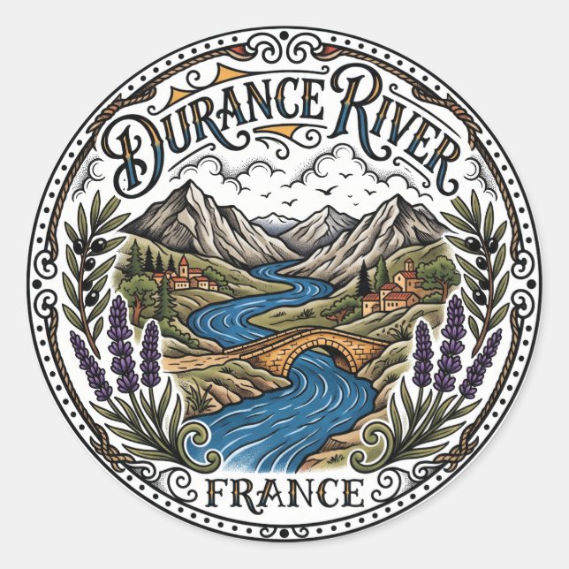 Durance River France Classic Round Sticker (Front)