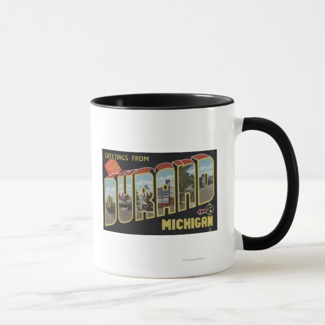 Durand, Michigan - Large Letter Scenes Mug (Right)