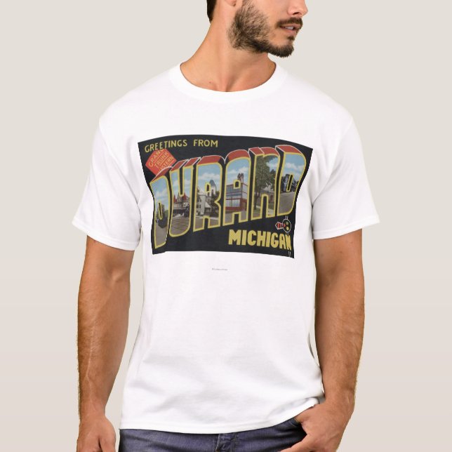 Durand, Michigan - Large Letter Scenes T-Shirt (Front)