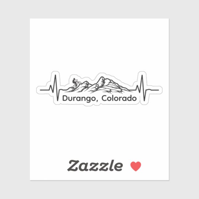 Durango Colorado Biking Heartbeat Sticker (Sheet)