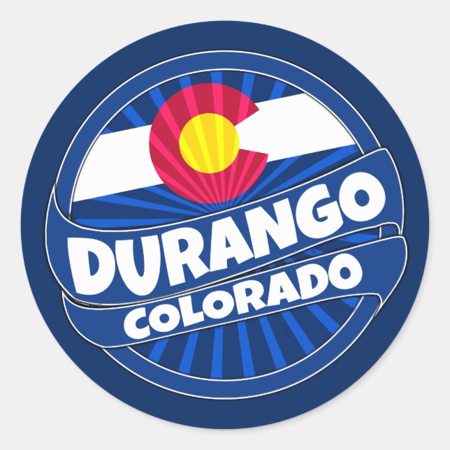 Durango Colorado flag burst stickers (Front)