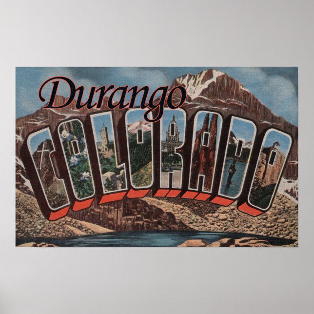 Durango, Colorado - Large Letter Scenes Poster (Front)