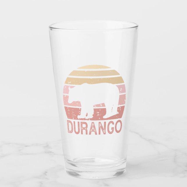 Durango Colorado Retro Bear Glass (Front)