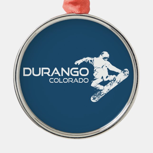 Durango Colorado Snowboarder Metal Tree Decoration (Front)