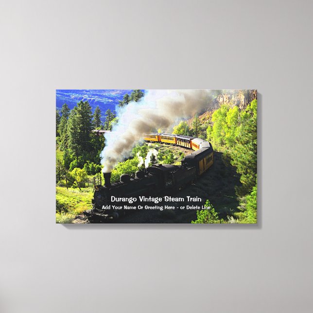 Durango Vintage Steam Train -  Add Name            Canvas Print (Front)