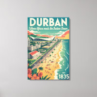 Durban South Africa Retro Travel Poster Art