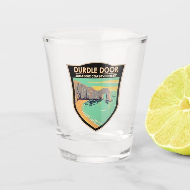 Durdle Door On Jurassic Coast In Dorset England  Shot Glass (Front)