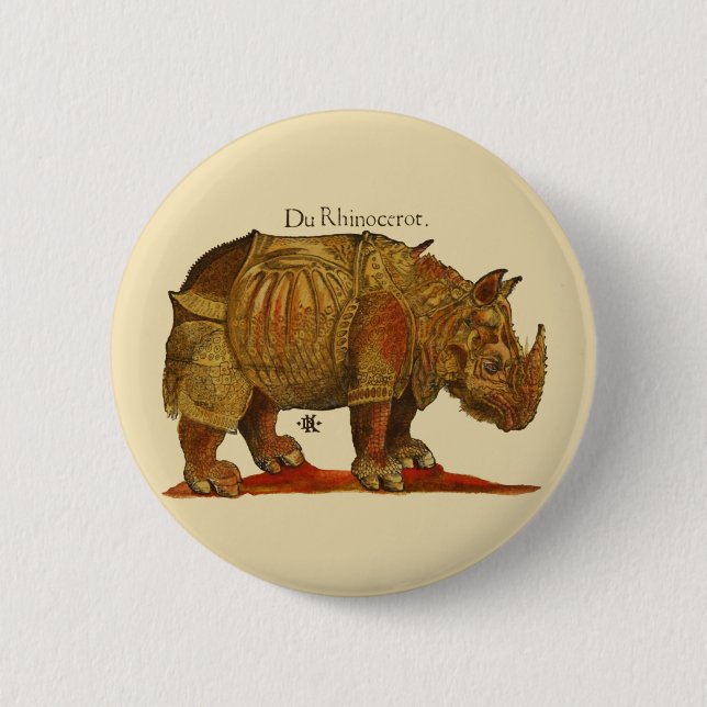Durer's Rhinoceros 6 Cm Round Badge (Front)