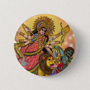 Durga Killing Mahishasura Button