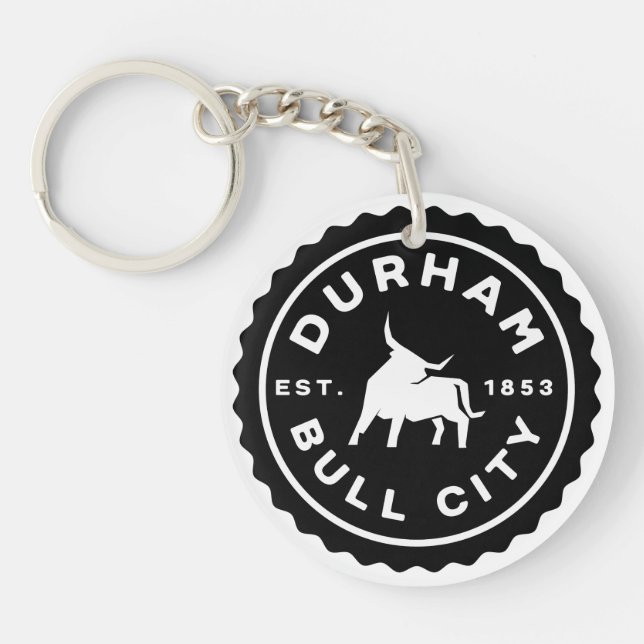 Durham Bull City Round Seal Acrylic Keychain (Front)