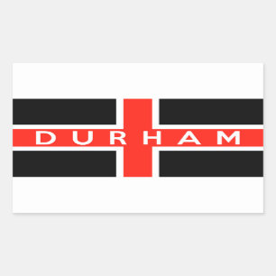 durham city flag england british text name rectangular sticker
