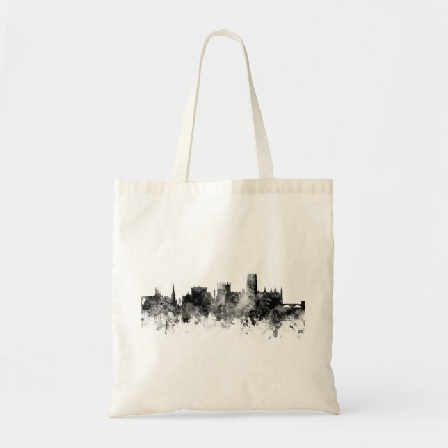 Durham England Skyline Cityscape Black White Tote Bag (Front)