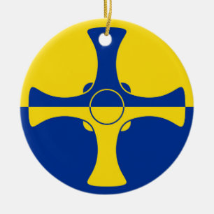 Durham Flag (County of England, UK) Ceramic Tree Decoration